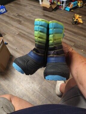 Source Unknown Blue and Green Kids Snow Boots